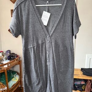 Gray Button-Down Jumpsuit